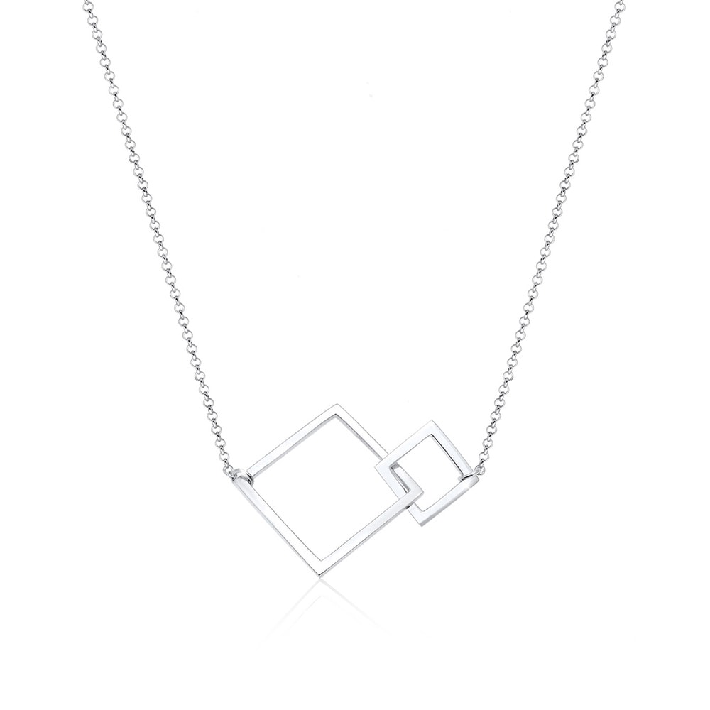 Elli Elli Collier Femme Quadrilatère Connecté Géo Carré - (925/1000) Argent Bijoux