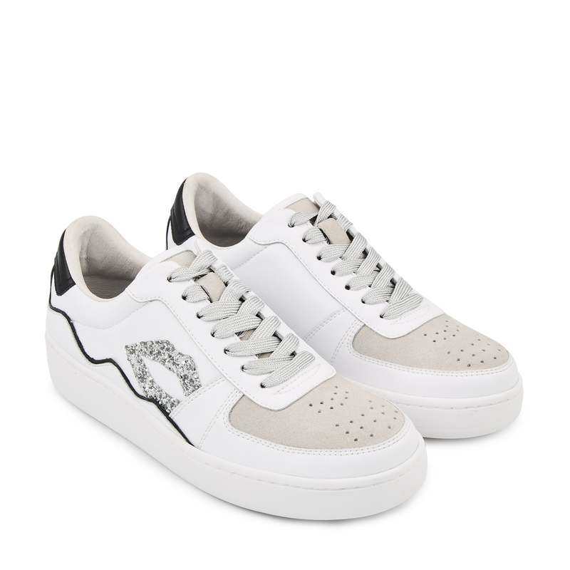Baskets en cuir Loulou blanc silver