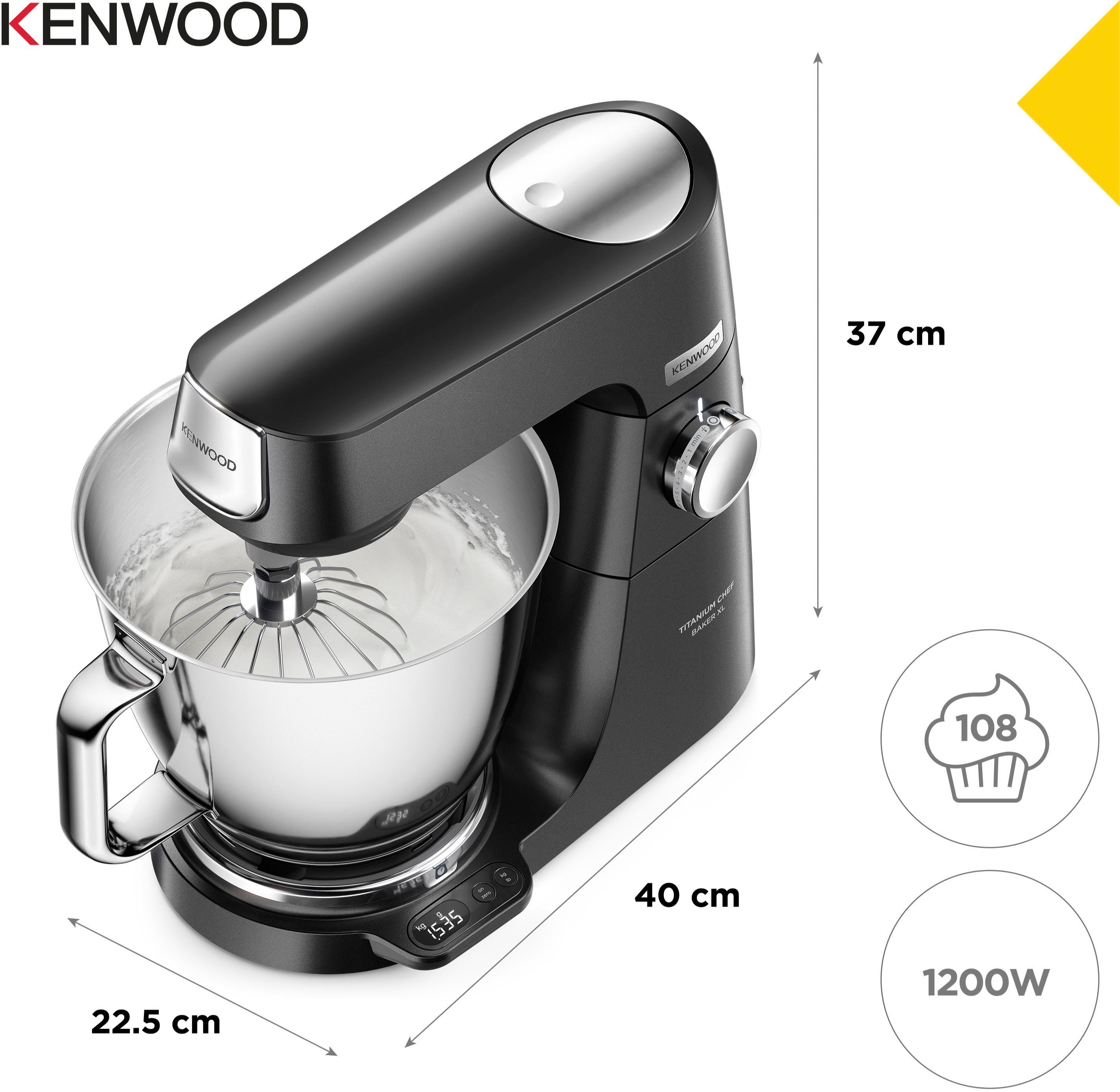 KENWOOD Küchenmaschine Titanium Chef Baker XL KVL85.004BK, Zubehör, Gratis Wert UVP 319,-