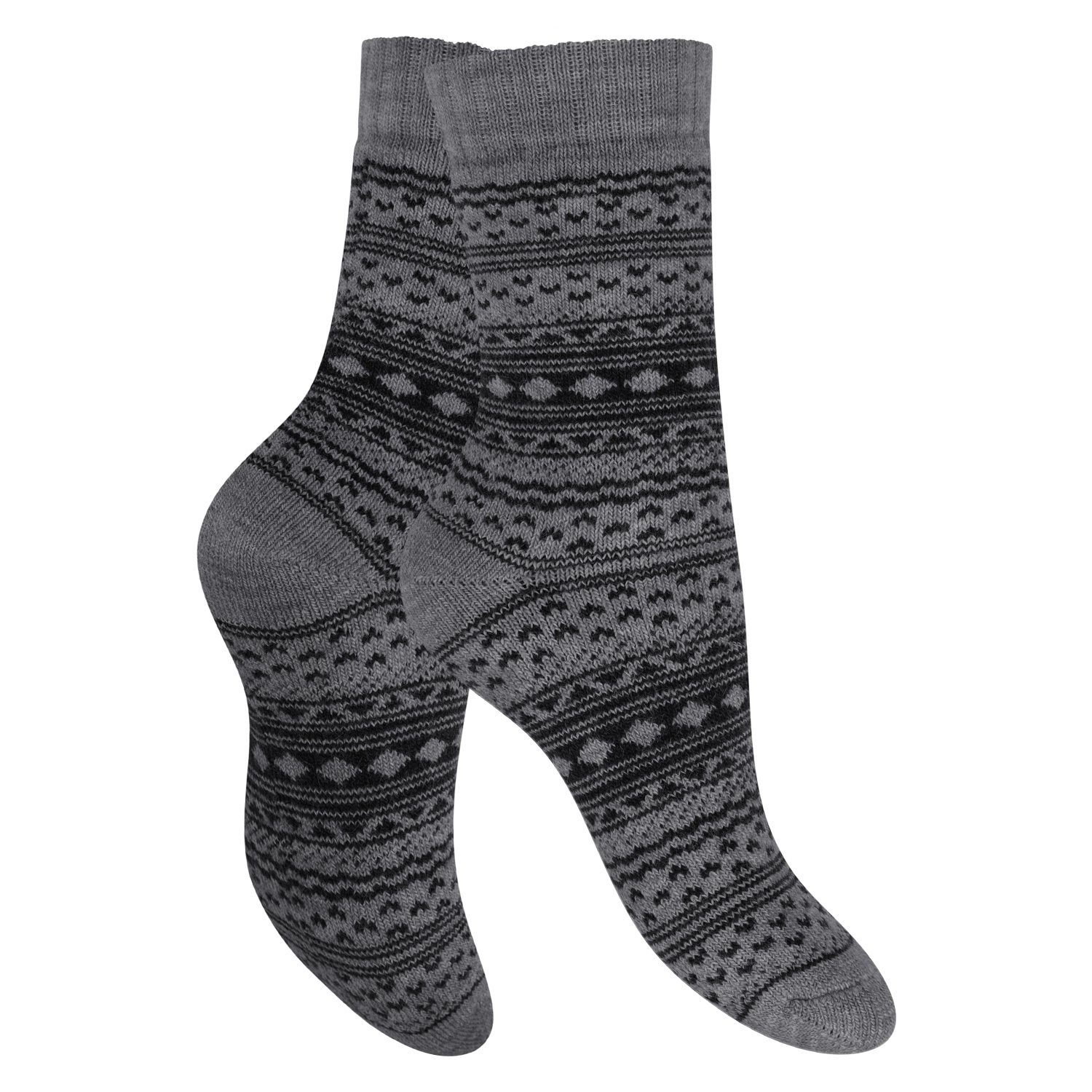 celodoro Thermosocken Damen & Herren Frottee-Wollsocken mit Muster