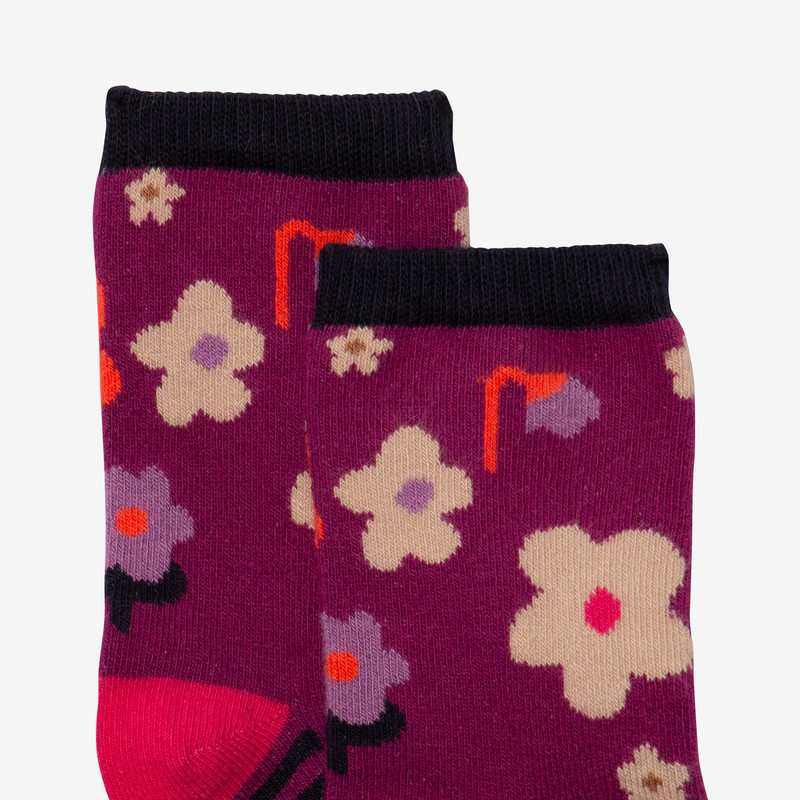 Chaussettes bébé fille micro fleurs violettes Catimini