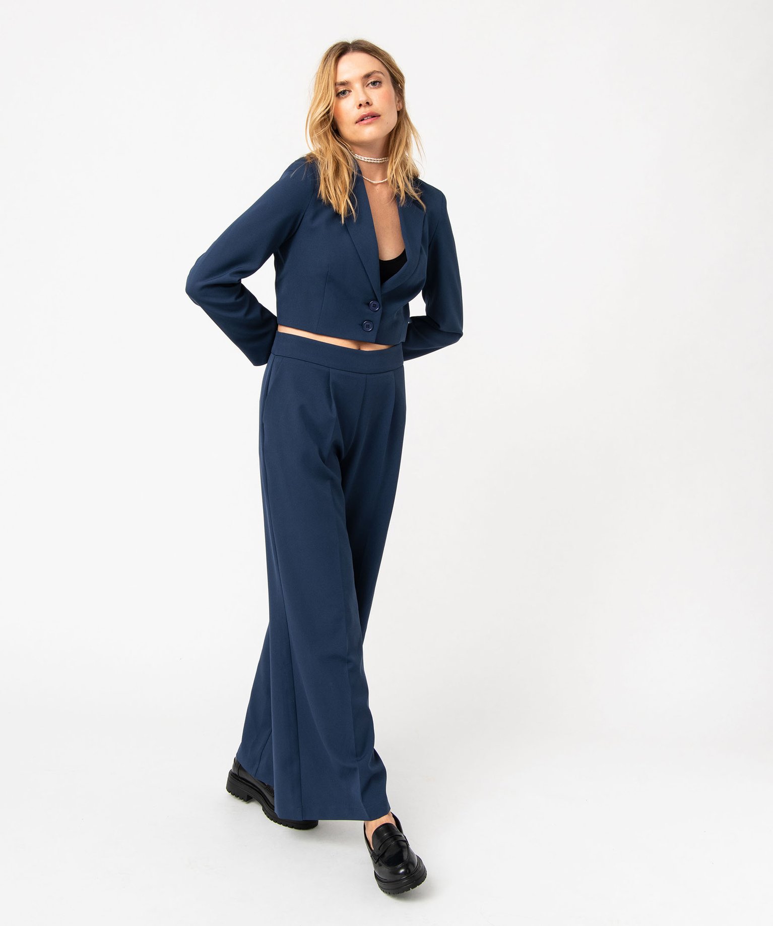 Veste de tailleur courte femme marine | GEMO