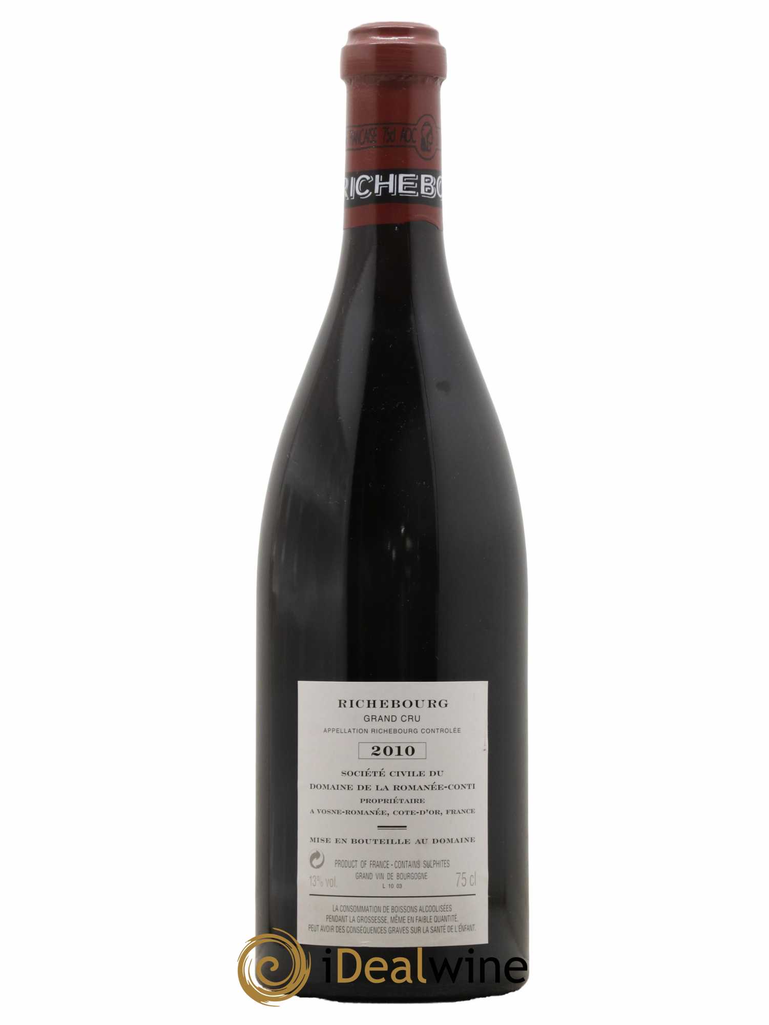 Richebourg Grand Cru Domaine de la Romanée-Conti  2010 - Lot de 1 Bouteille