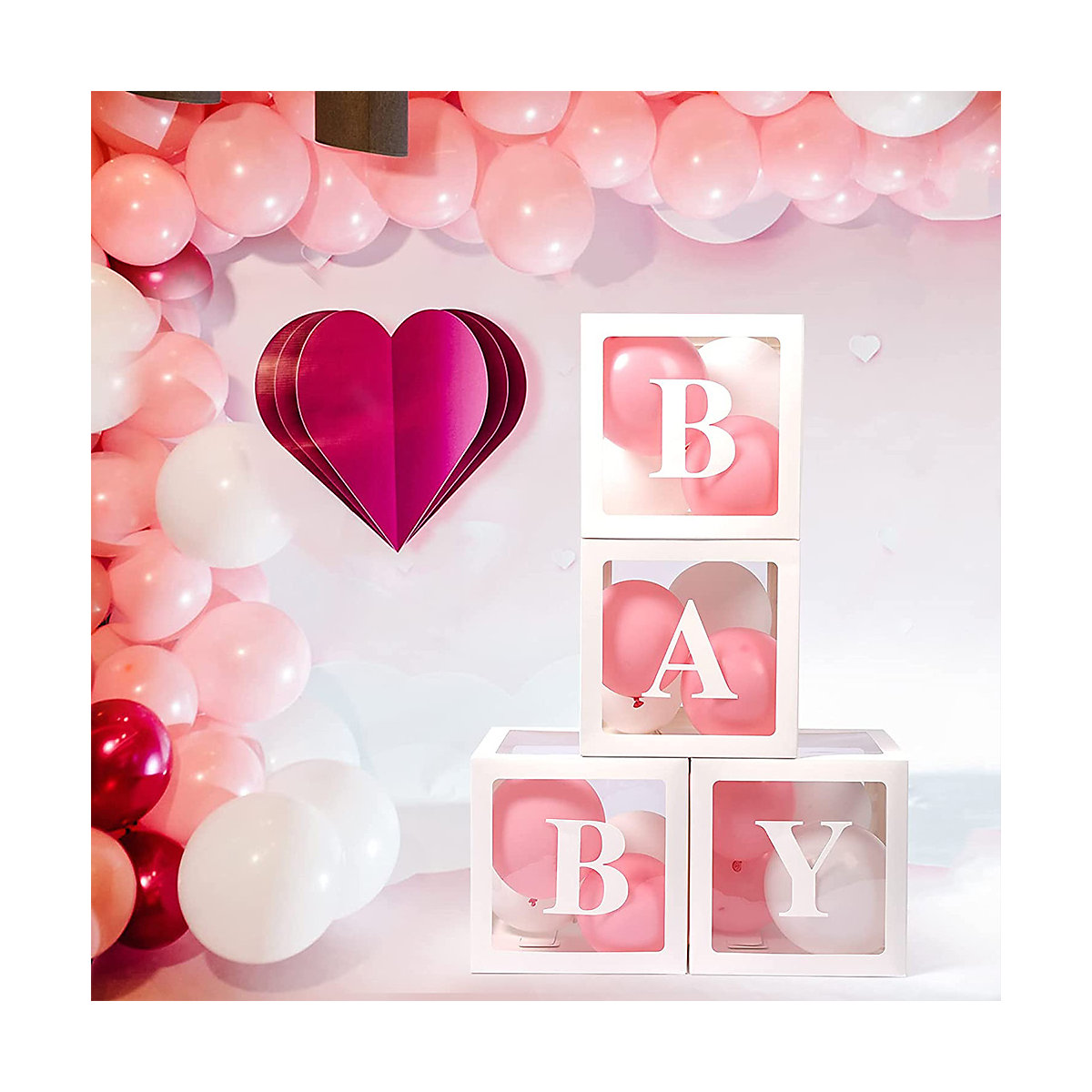 BABY Ballonbox Transparente Ballon Boxen Party Dekoration Partydeko für Kinder