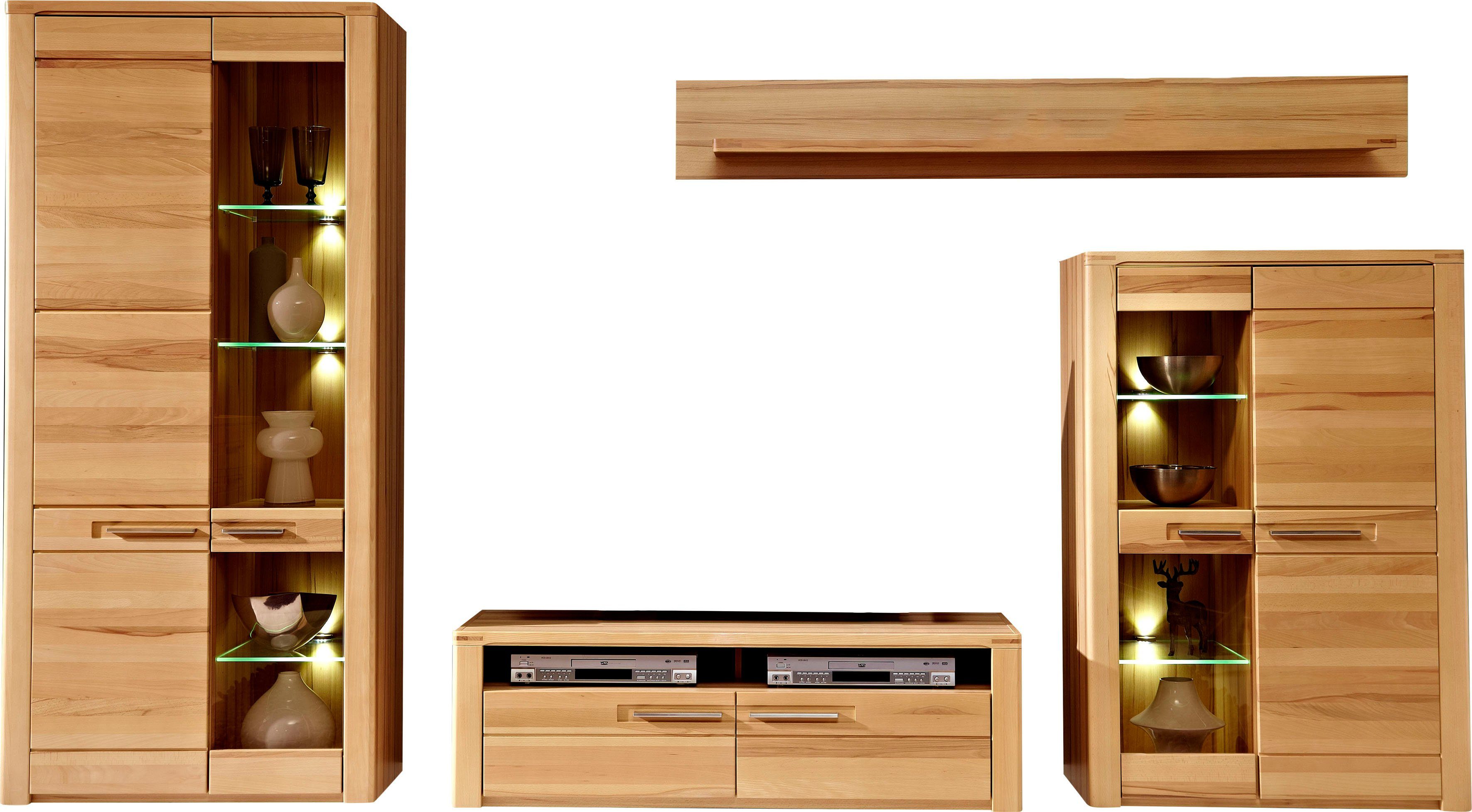 Innostyle Wohnwand Nature Plus, (Set, 4-St), inkl. LED-Beleuchtung, mit Soft-Close-Funtion