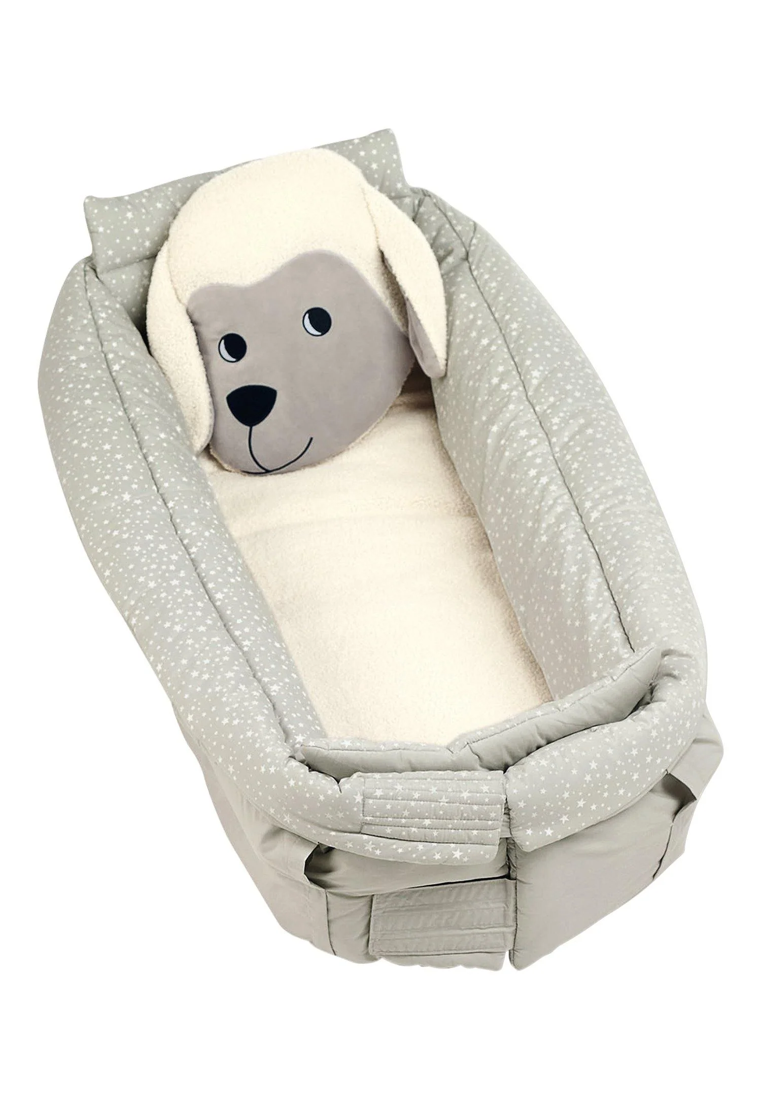 Babynest Schaf Stanley in Ecru und Grau