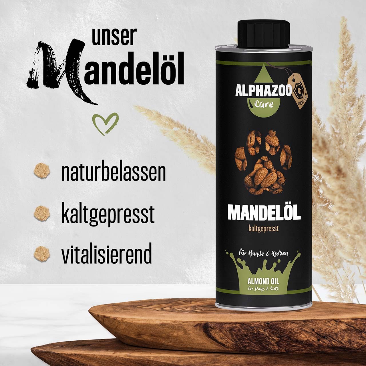 ALPHAZOO Ergänzungsfutter & Aufzucht ALPHAZOO Premium Mandelöl für Hunde und Katzen