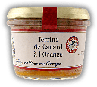 Arnaud/Le Patron Terrine de Canard à l'Orange - Terrine von der Ente mit Orange 180g Arnaud/Le Patron Terrine de Canard à l'Orange - Terrine von der Ente mit Orange 180g  180	 Gramm