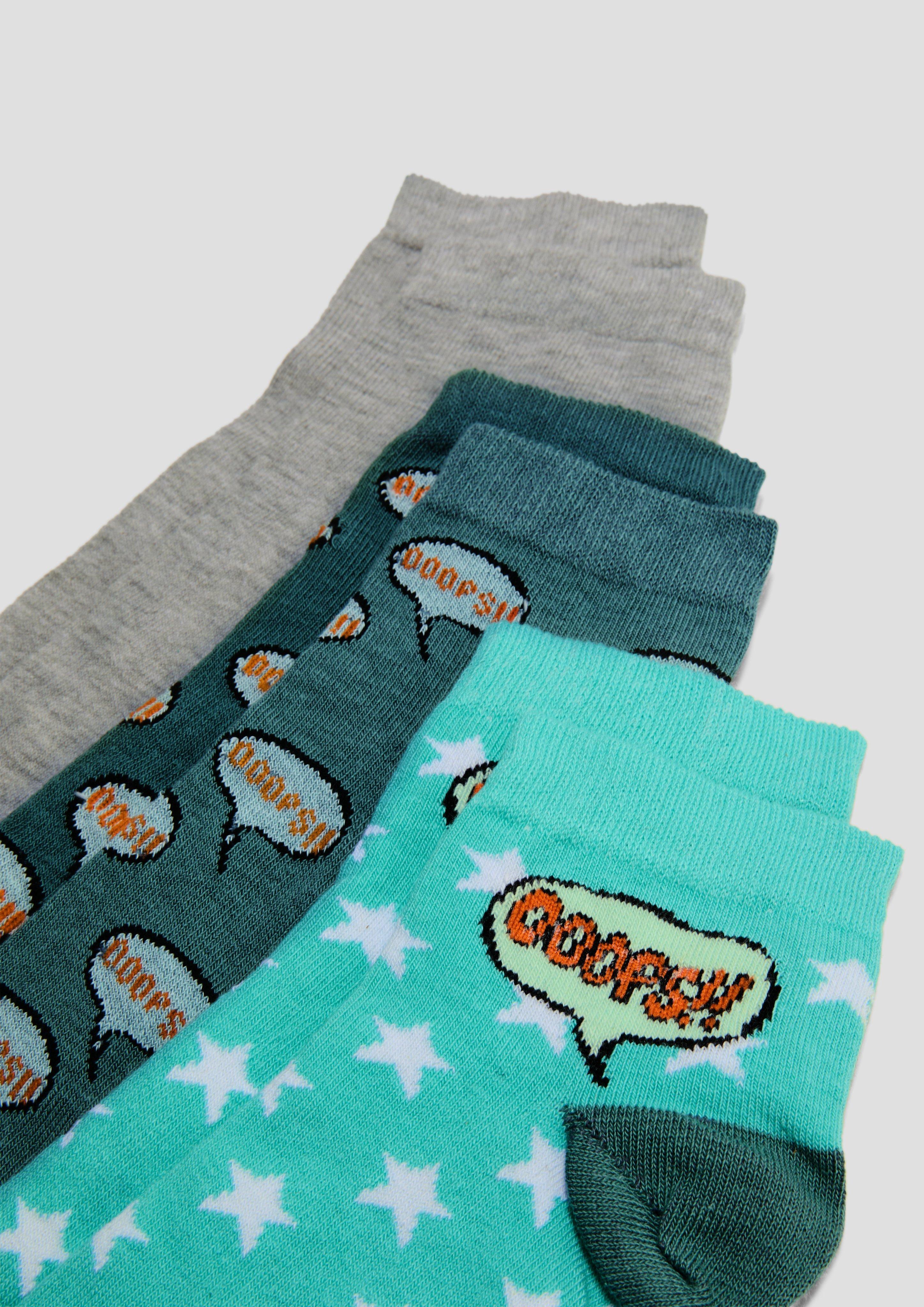 Kurze Socken im 3er-Pack mit verschiedenen Motiven  6007819-6600
