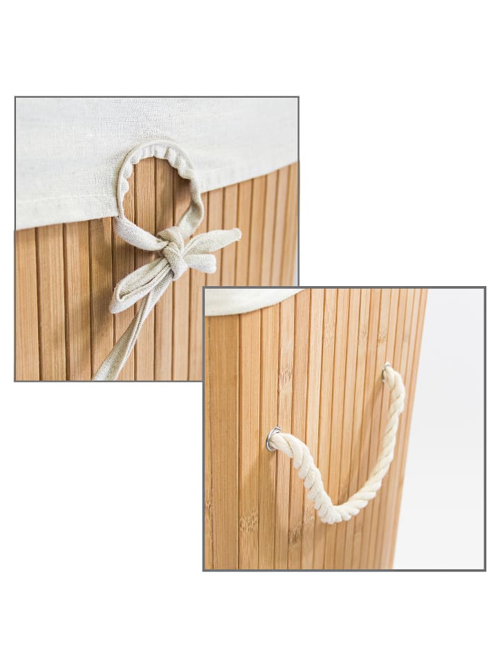 relaxdays 3 x Wäschekorb in Natur - (B)43,5 x (H)65,5 x (T)33,5 cm günstig kaufen onesize