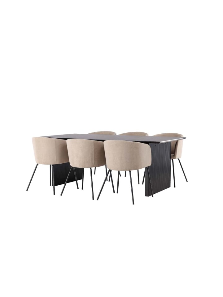 ebuy24 Essgruppe Vail 5 ( 7-teilig) Schwarz 100 x 200 cm günstig kaufen onesize