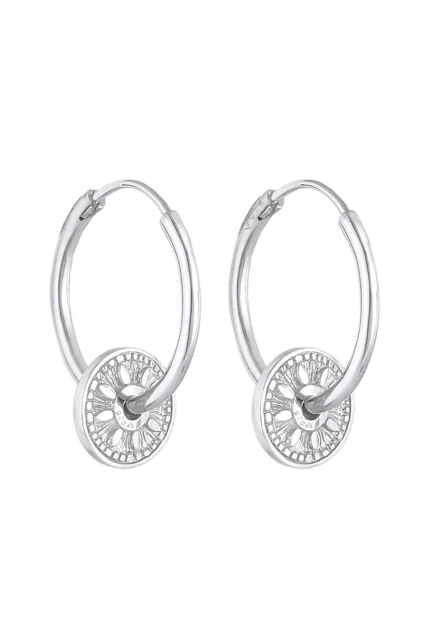 Ciondolo Elli Creole da donna, moneta antica con sole in argento sterling 925