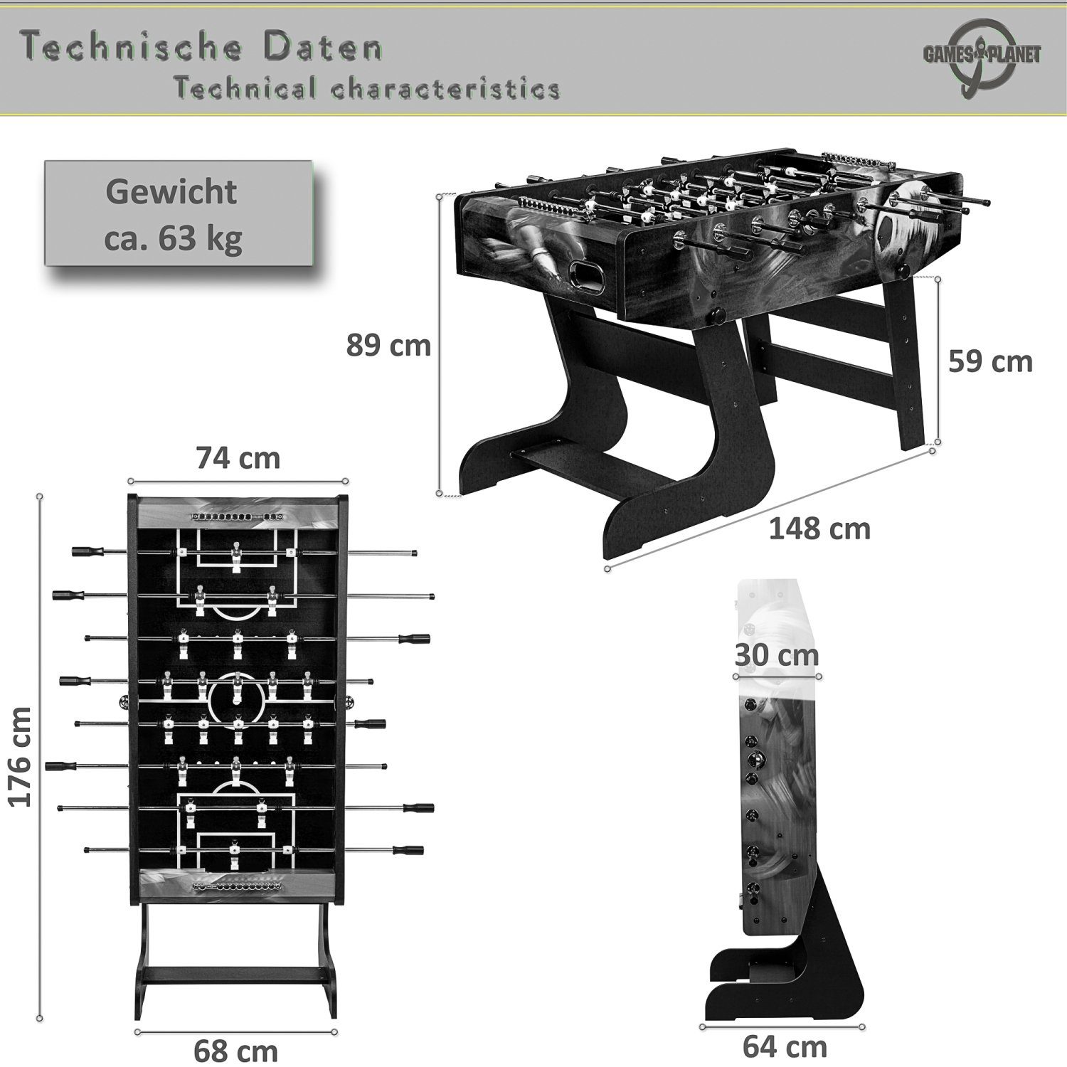 GAMES PLANET Kickertisch Kickertisch 