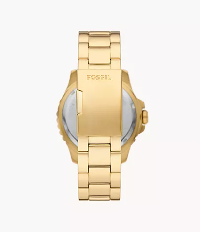 Fossil Uhr Fossil Blue GMT Edelstahl goldfarben