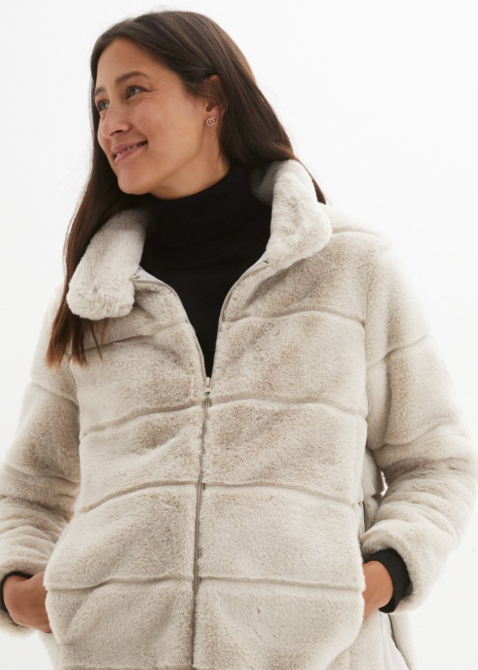 Gesteppt-Fellimitat Umstandsjacke / Tragejacke