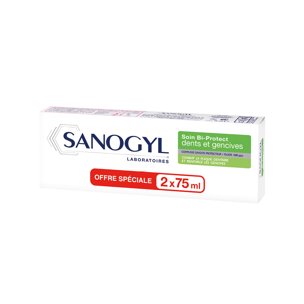 botot SOIN BI-FLUOR 1450PPM - PRÉVENTIONS CARIES 2x75 ml DENTIFRICE