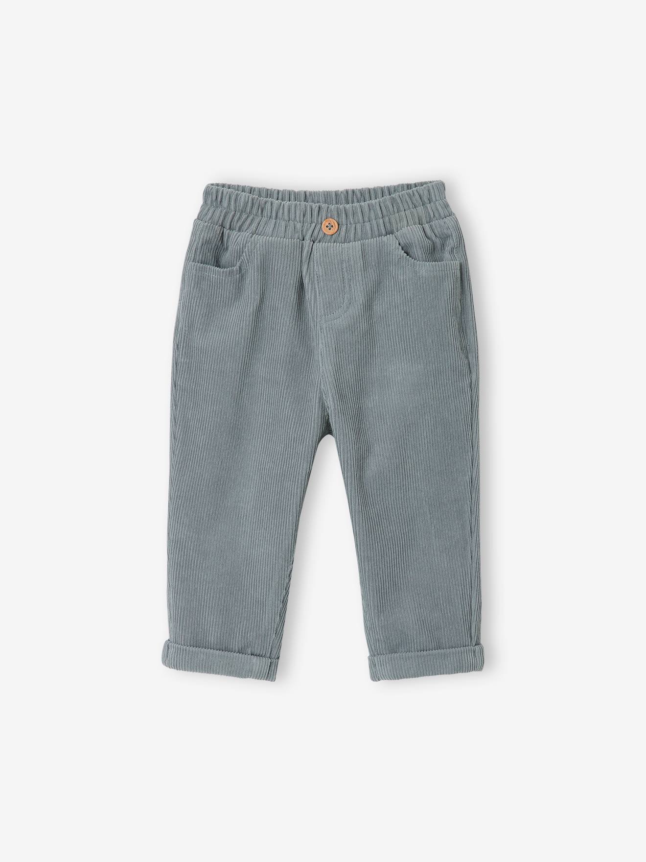 Pantalon bébé en velours côtelé taupe