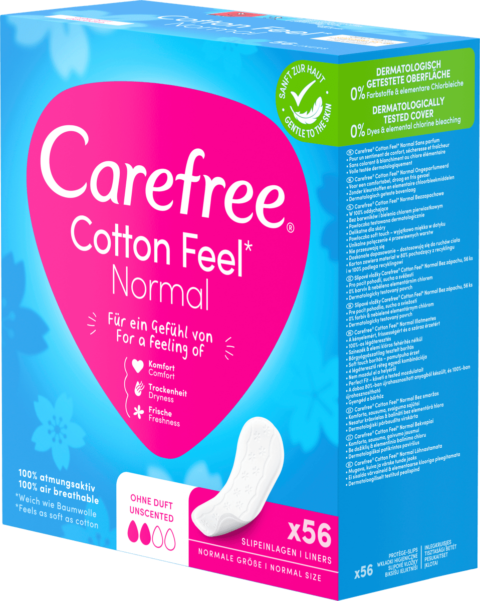 Slipeinlagen Cotton Feel Normal ohne Duft, 56 St