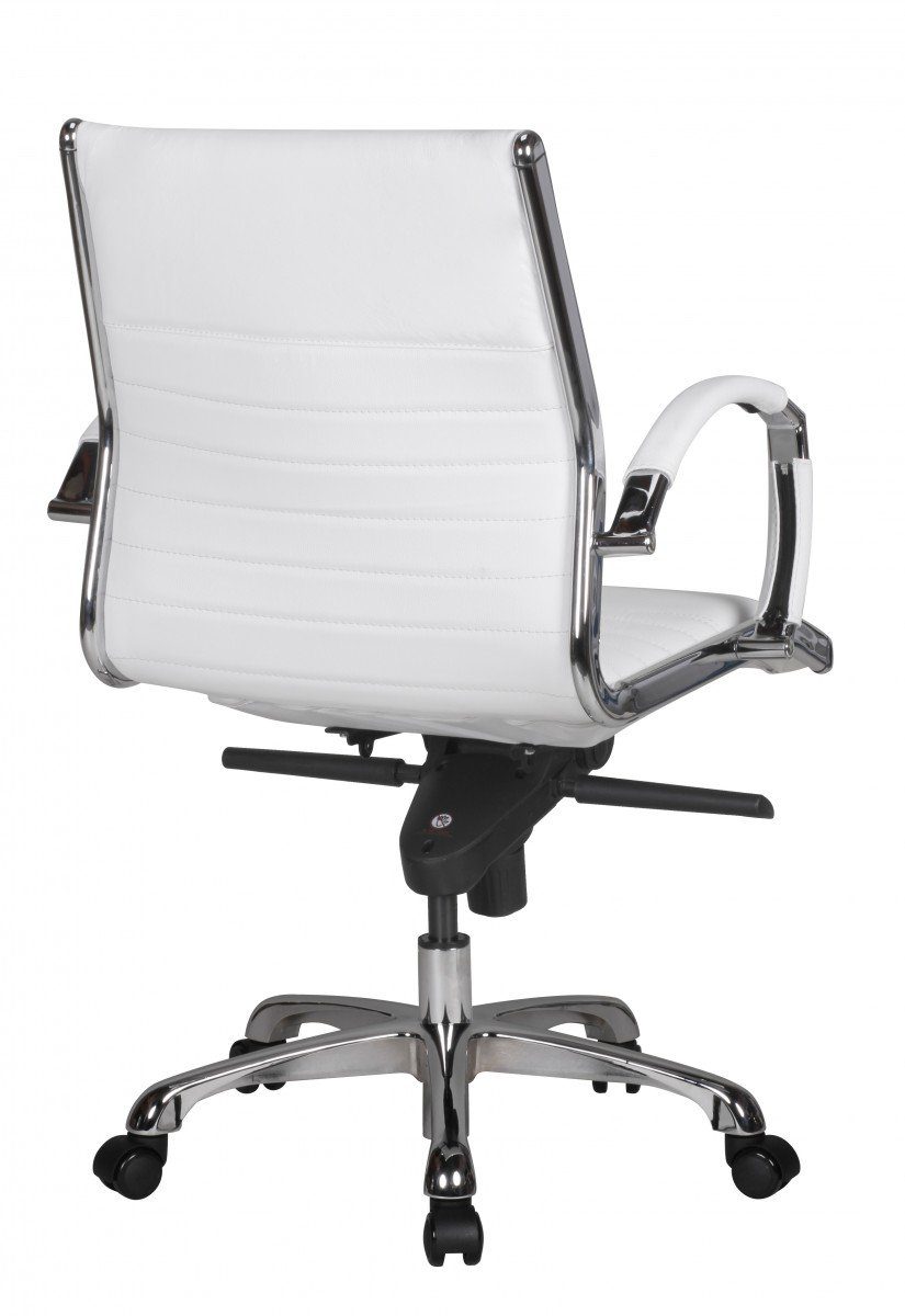Amstyle Drehstuhl SPM1.236 (SALZBURG 2 Echtleder Weiß Schreibtischstuhl), Bürostuhl XXL 120kg Chefsessel höhenverstellbar