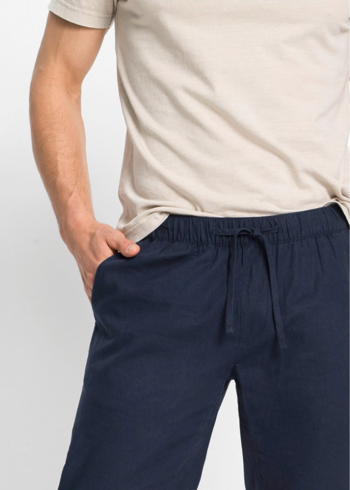 Regular Fit Chino-Schlupfhose mit Leinenanteil, Straight