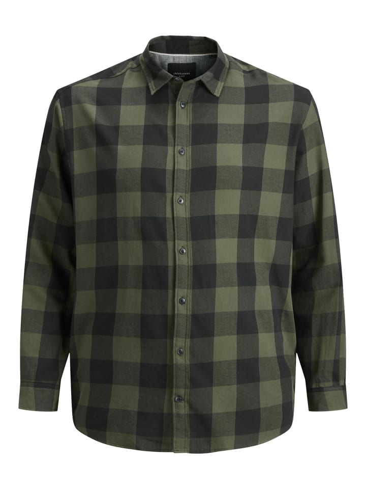 JACK & JONES PLUS Karohemd in Dusty Olive günstig kaufen