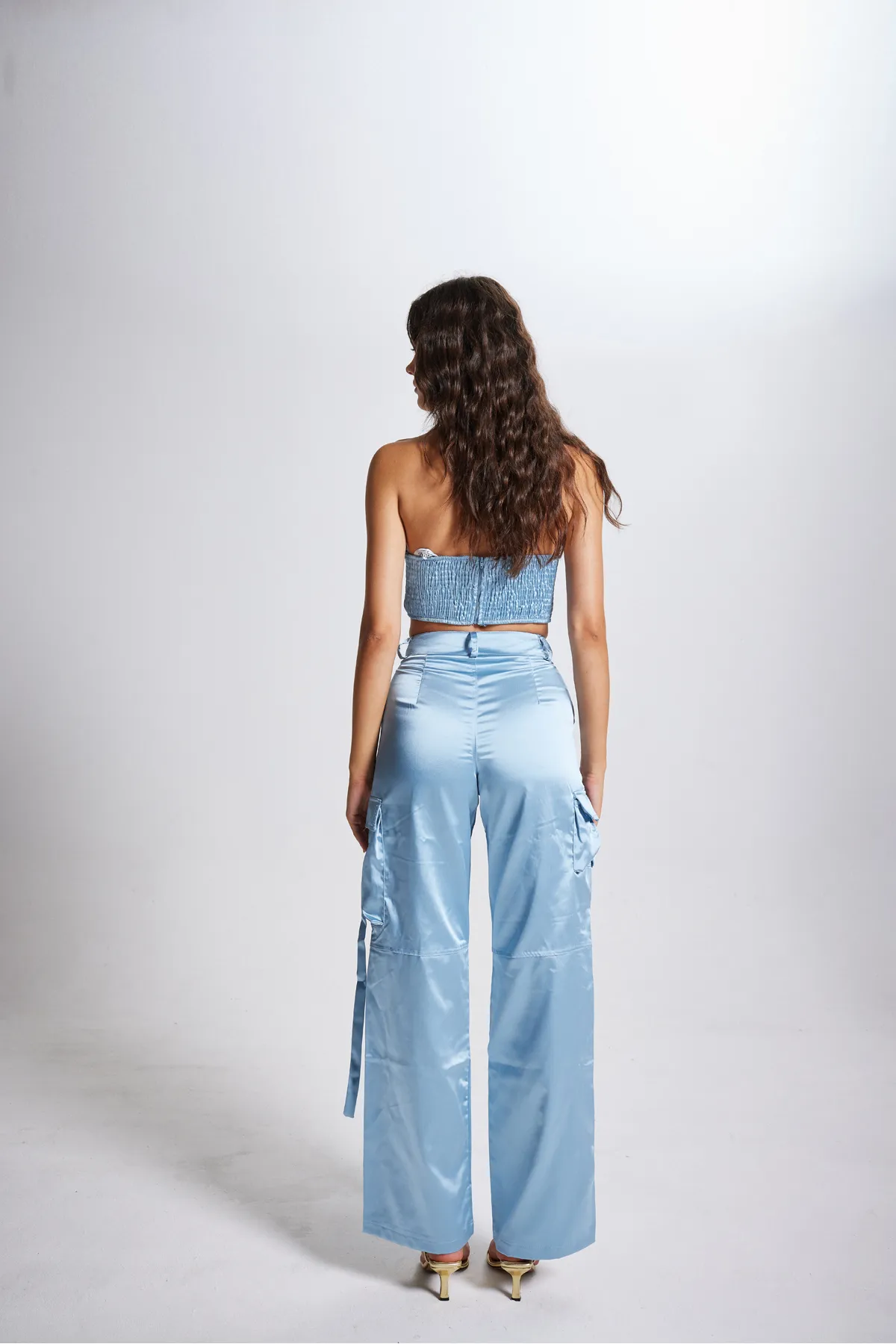 HOLLY LOLLY  Crop Model Underwire Satin Maddy Bustier Blau