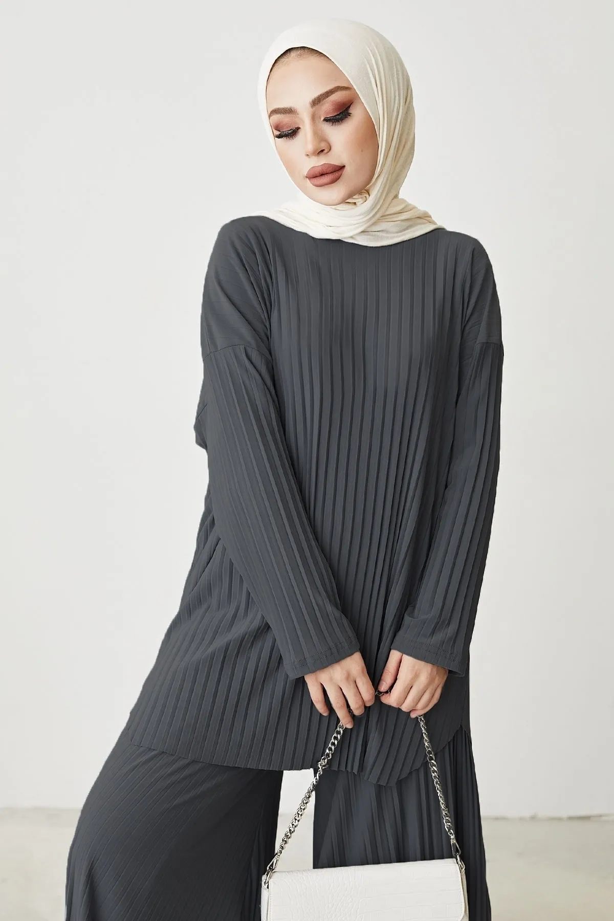 InStyle  Mila Faltenhosen-Tunika-Doppelset - Anthrazit