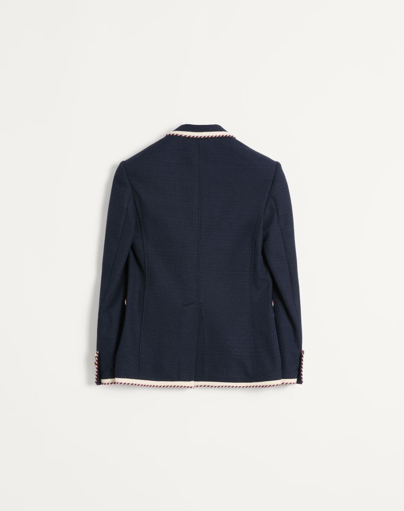 Jaqueta de algodão jersey com abotoamento simples e detalhe em viés.