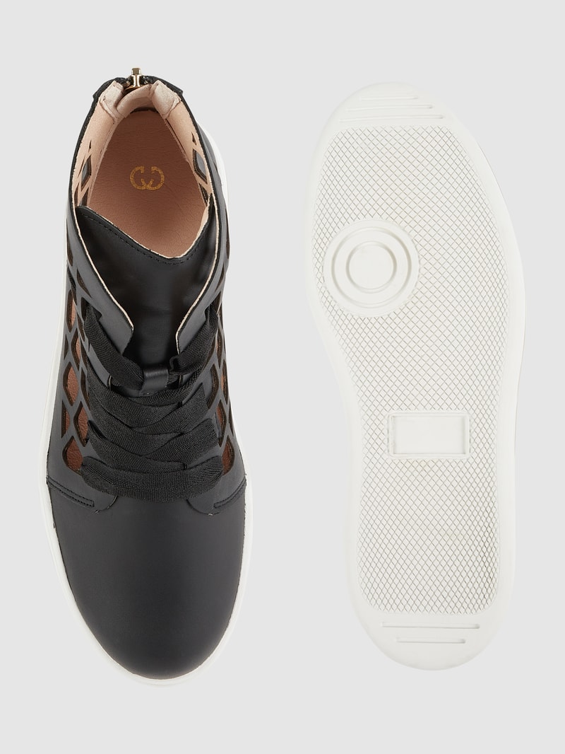 High Top Sneaker aus Leder mit Plateausohle Modell 'Novara' in schwarz