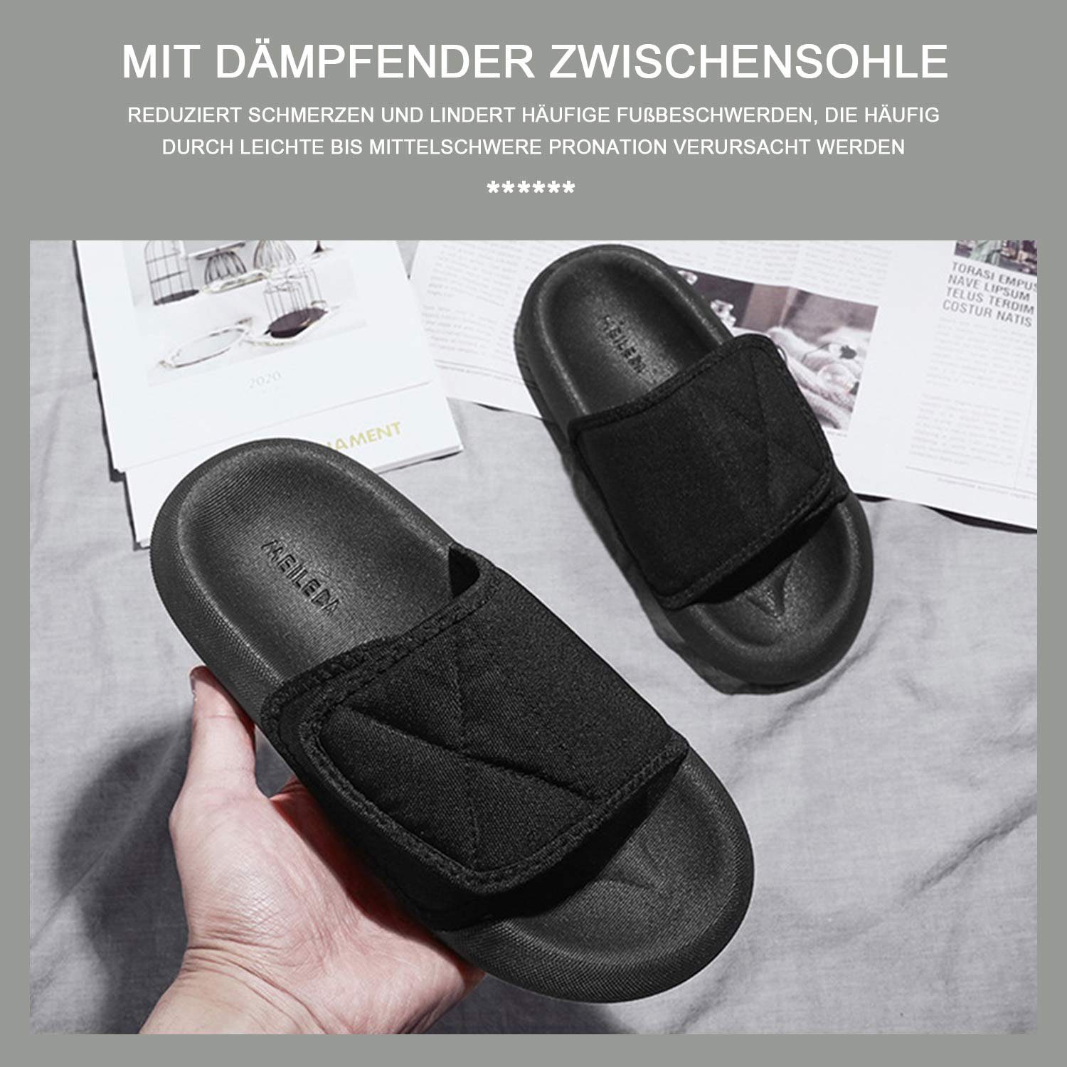 TOPMELON Klettschuhe Hausschuhe, Sandalen Badeschuh Anti-Rutsch
