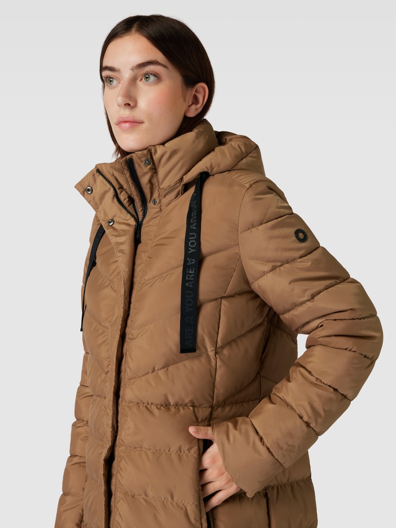 Steppmantel mit abnehmbarer Kapuze in taupe