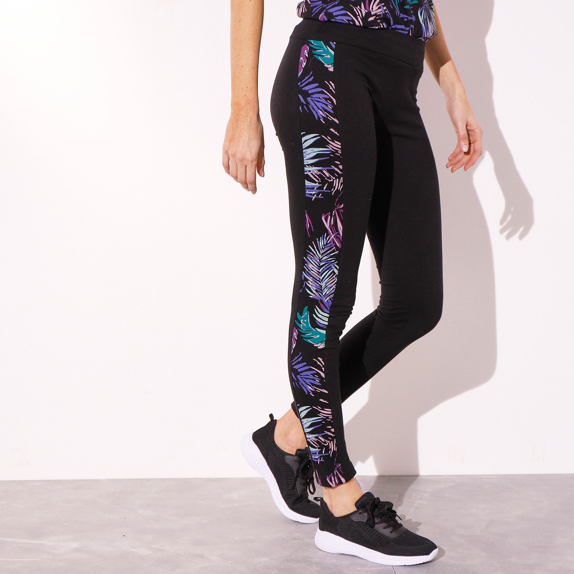 Legging à bande imprimée en coton stretch