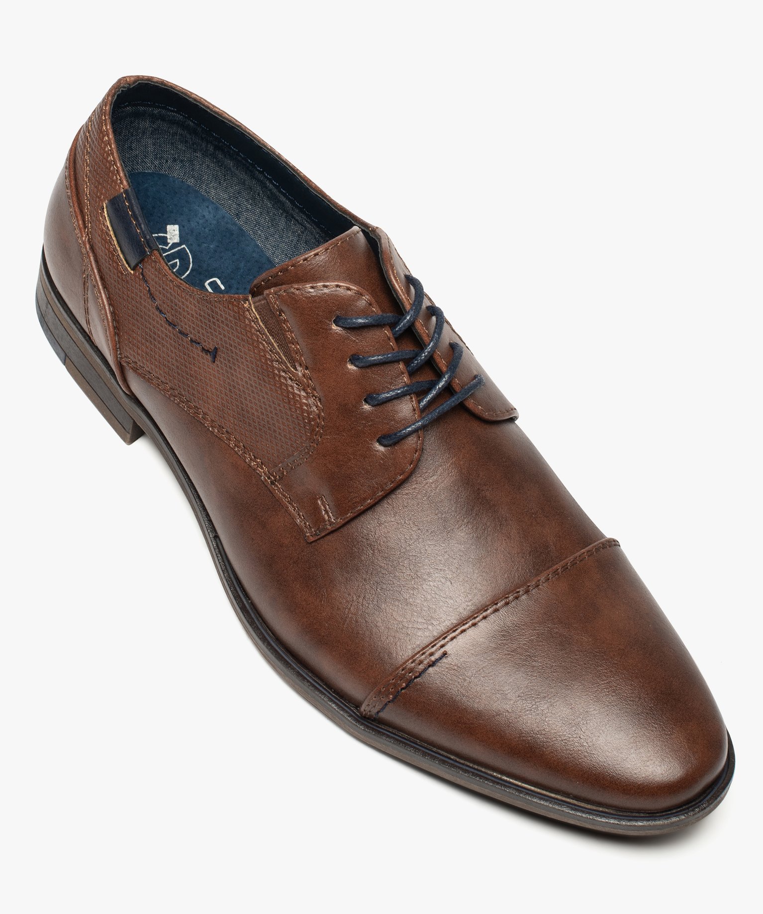 Derbies homme unis à bout droit et surpiqres camel | GEMO