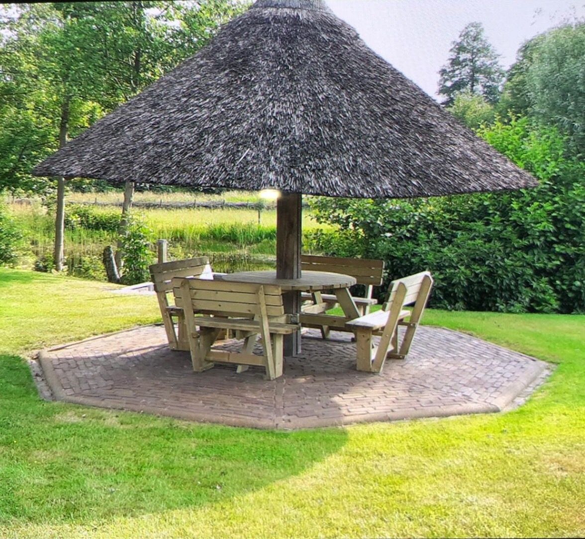 MaximaVida Picknicktisch Tallinn 140 cm mit 2 Rückenlehnen
