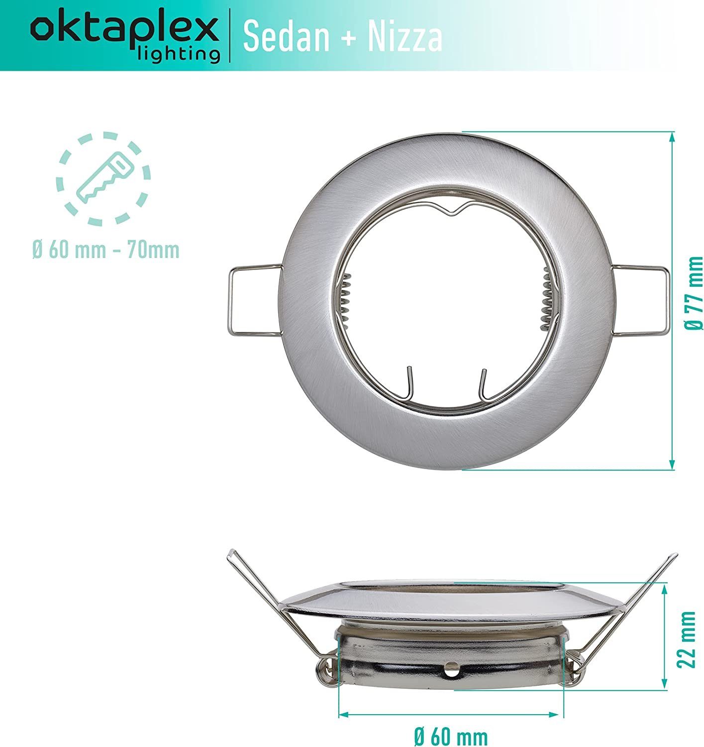 Oktaplex lighting LED Einbaustrahler 3er Set LED Strahler flach inkl. 3er Set LED Module 4,8W 380 Lumen, 3-Step Dimmung, Leuchtmittel wechselbar, warmweiß, 2700 Kelvin 230V silber