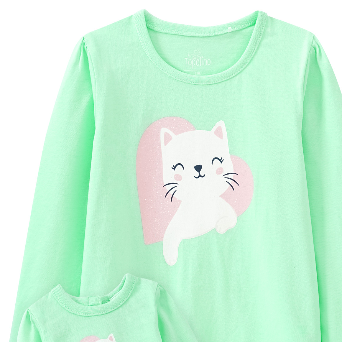 Mädchen Langarmshirt und Puppenshirt im Set