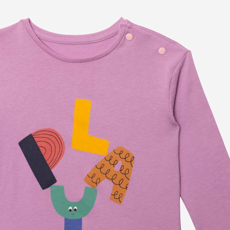 T-shirt bébé fille violet logo en coton biologique Catimini