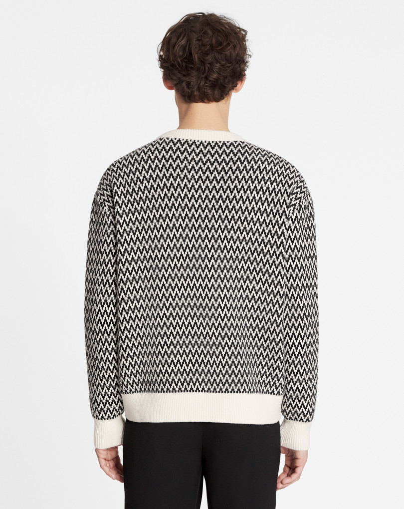 PULL COL ROND CURB CHEVRON EN LAINE MÉRINOS