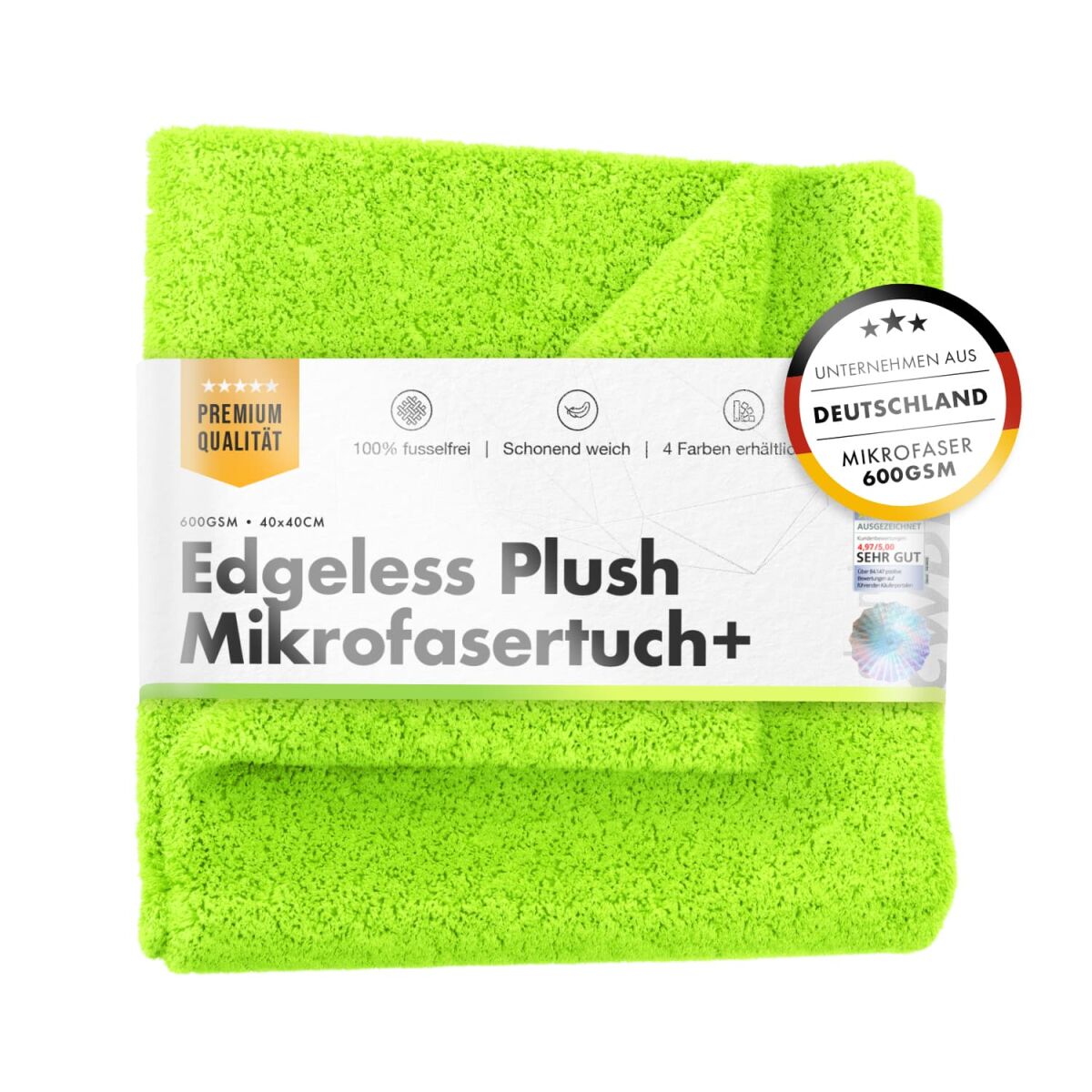 chemicalworkz Edgeless Plush Towel 600GSM Grün Poliertuch 40×40cm