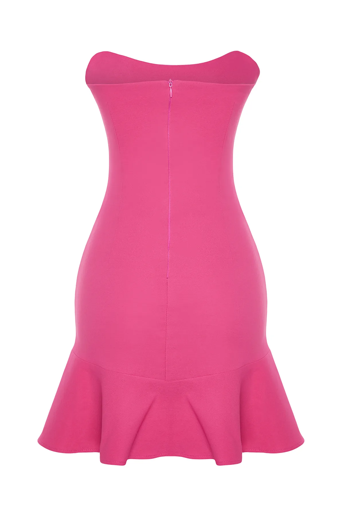 Trendyol Collection  Fuchsia Tailliertes, elegantes Abendkleid mit gewebtem Volant TPRSS24EL00032