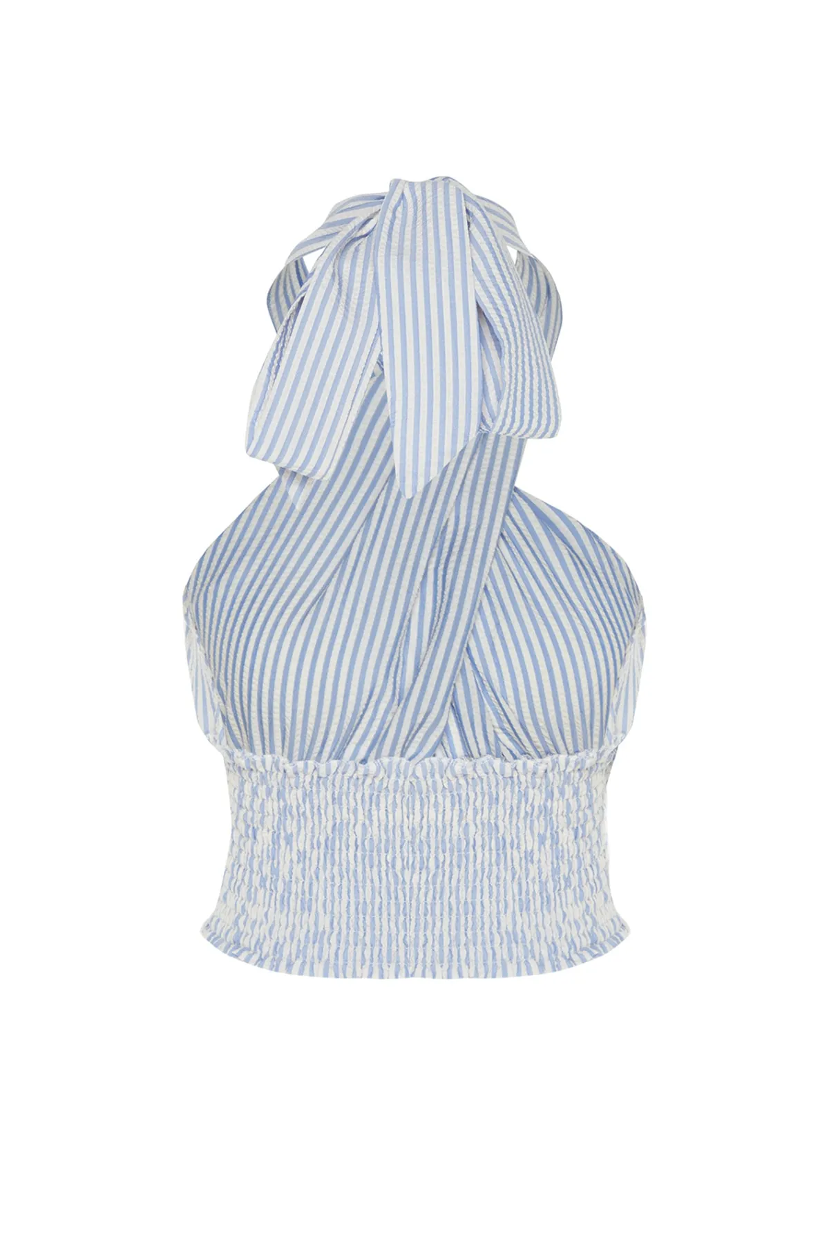 Trendyol Collection  Blaue Bluse mit gewebtem Gipe-Detail TBESS21BZ1901
