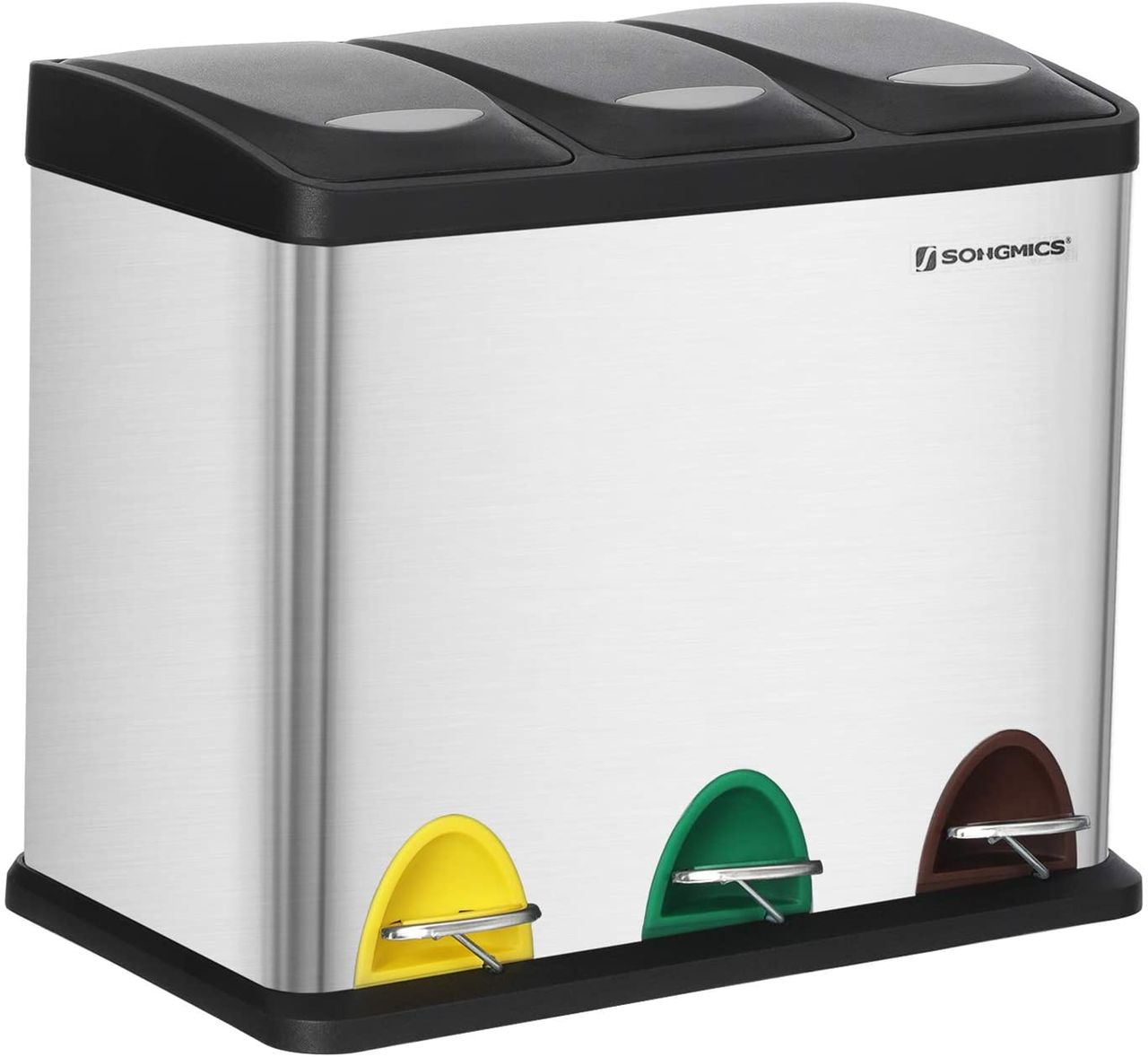 Songmics Mülleimer für die Küche, 24 Liter, 3-in-1 Abfalleimer