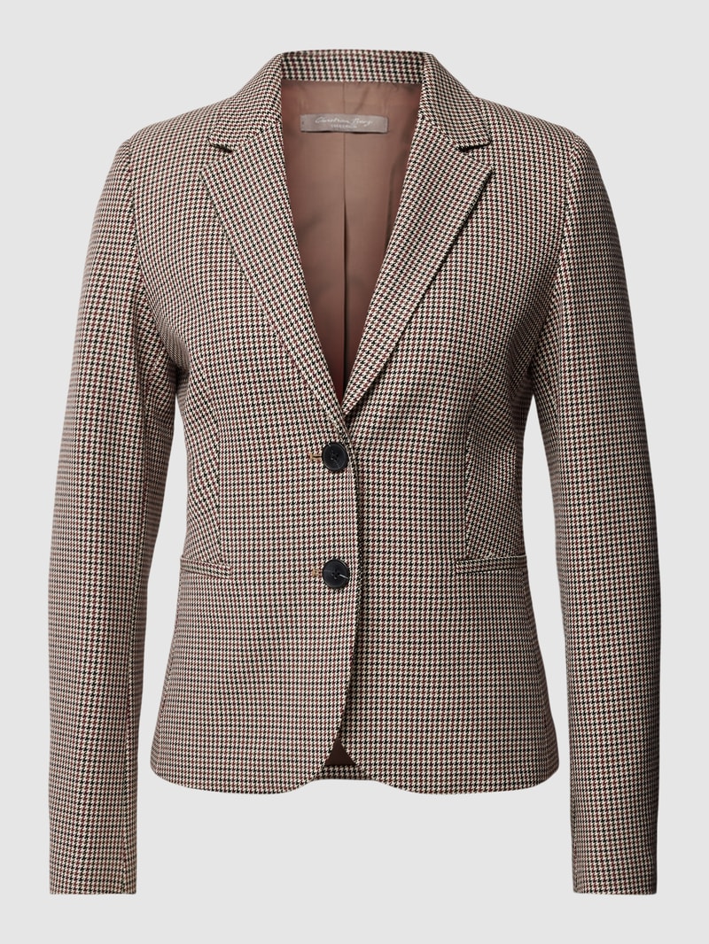 Blazer mit Hahnentrittmuster in camel