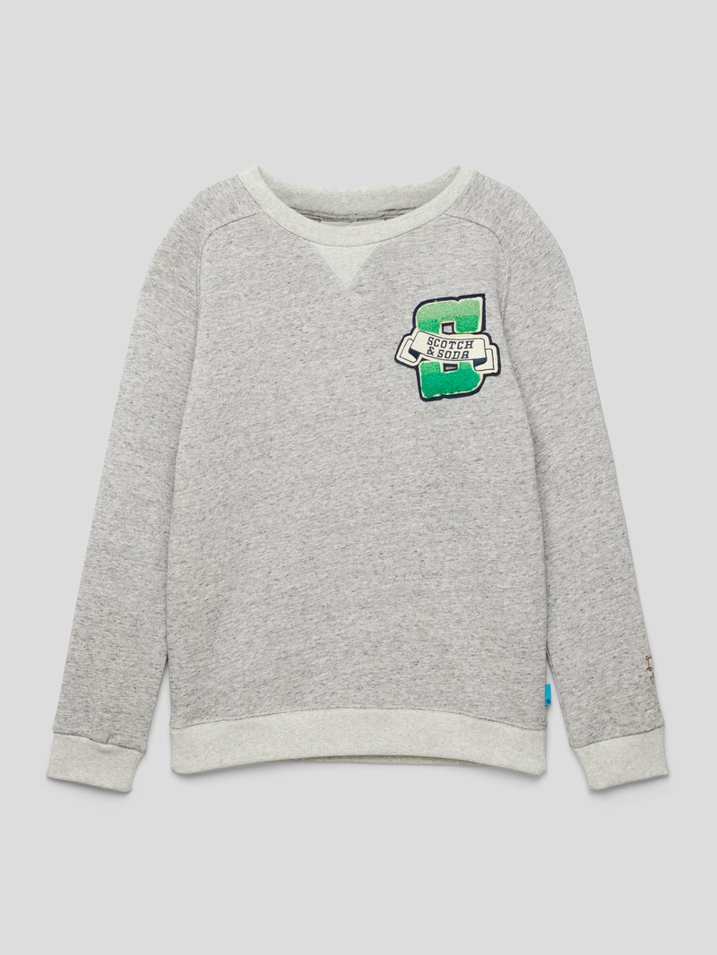 Sweatshirt mit Label-Stitching in hellgrau