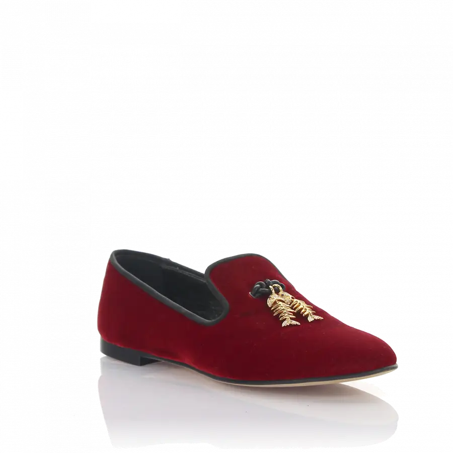 Giuseppe Zanotti - Loafer DALIA 05 Kalbsleder Veloursleder Schmuckanhänger rot - rot