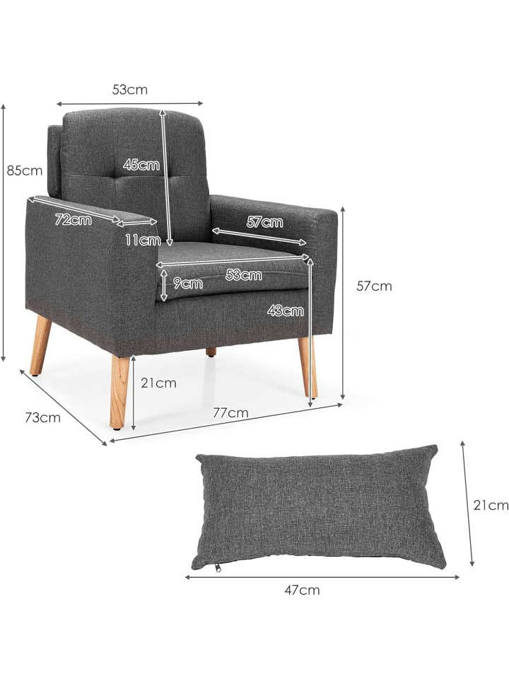 COSTWAY Fernsehsessel in Grau günstig kaufen onesize