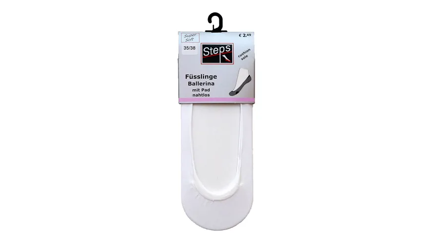 Steps Damen Füßlinge Ballerina mit Pad Super Soft weiß