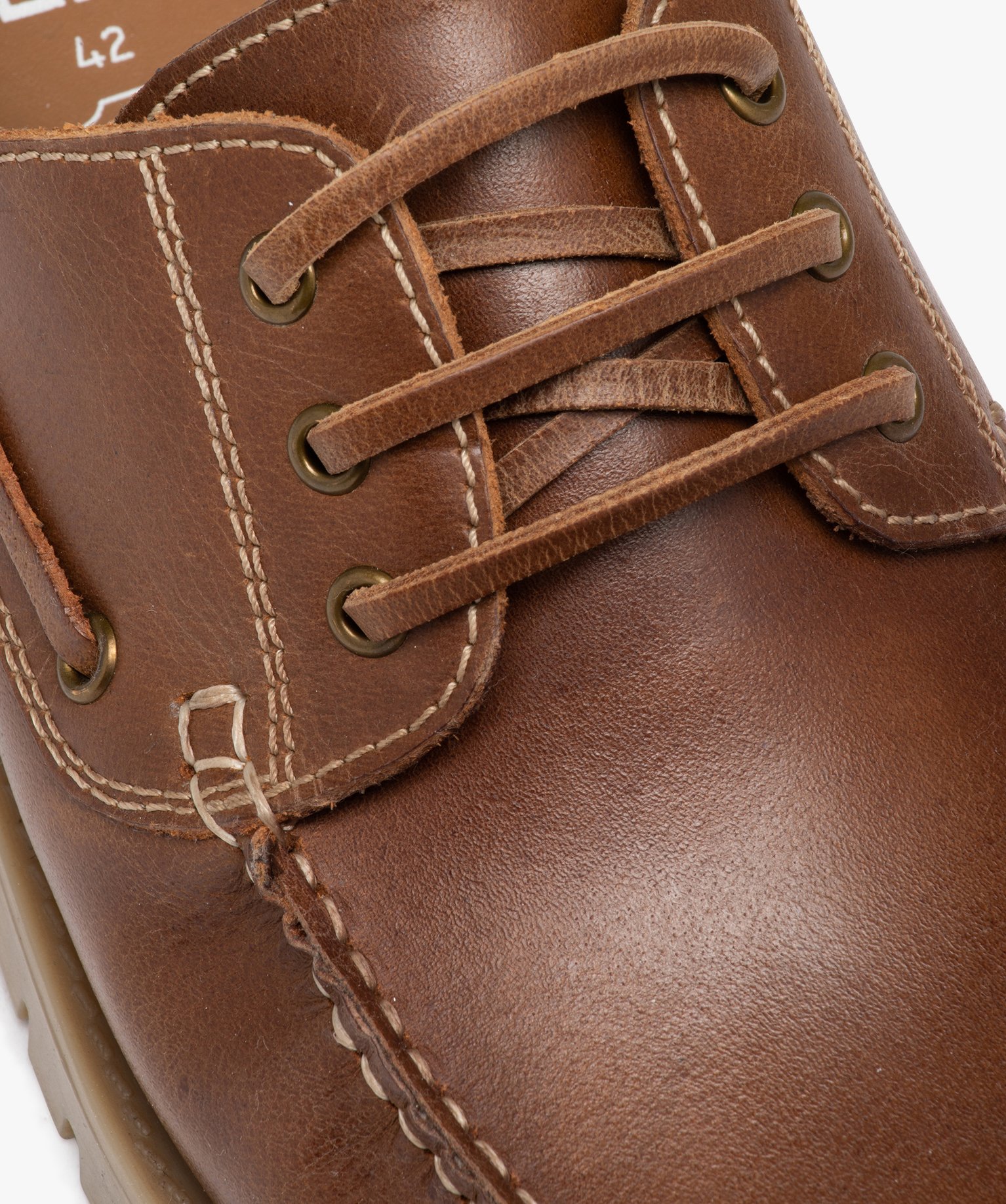Chaussure bateau dessus cuir homme marron | GEMO