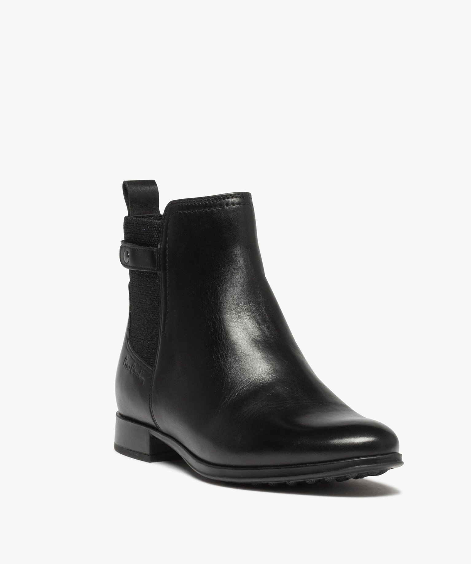 Boots dessus cuir avec élastique fantaisie sur tige femme -... noir | GEMO