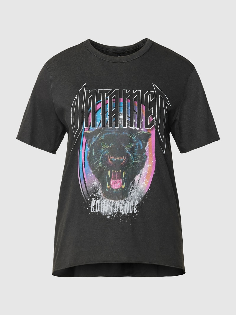 T-Shirt mit Motiv-Print Modell 'LUCY' in schwarz